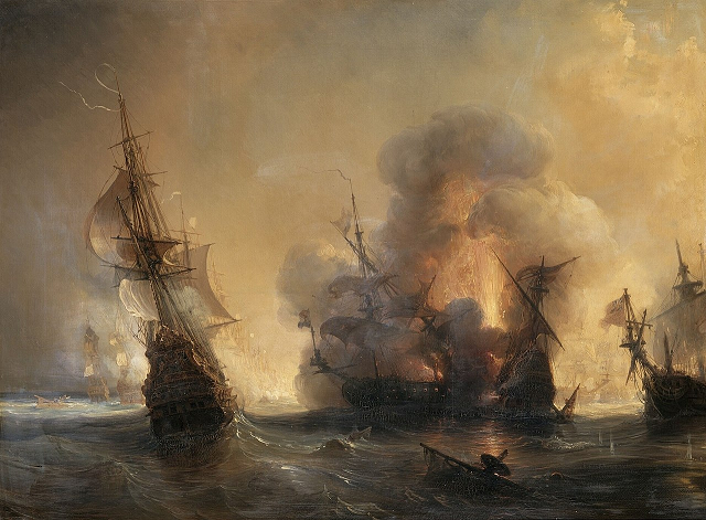 Bataille navale de Lagos - Huile sur toile de Théodore Gudin